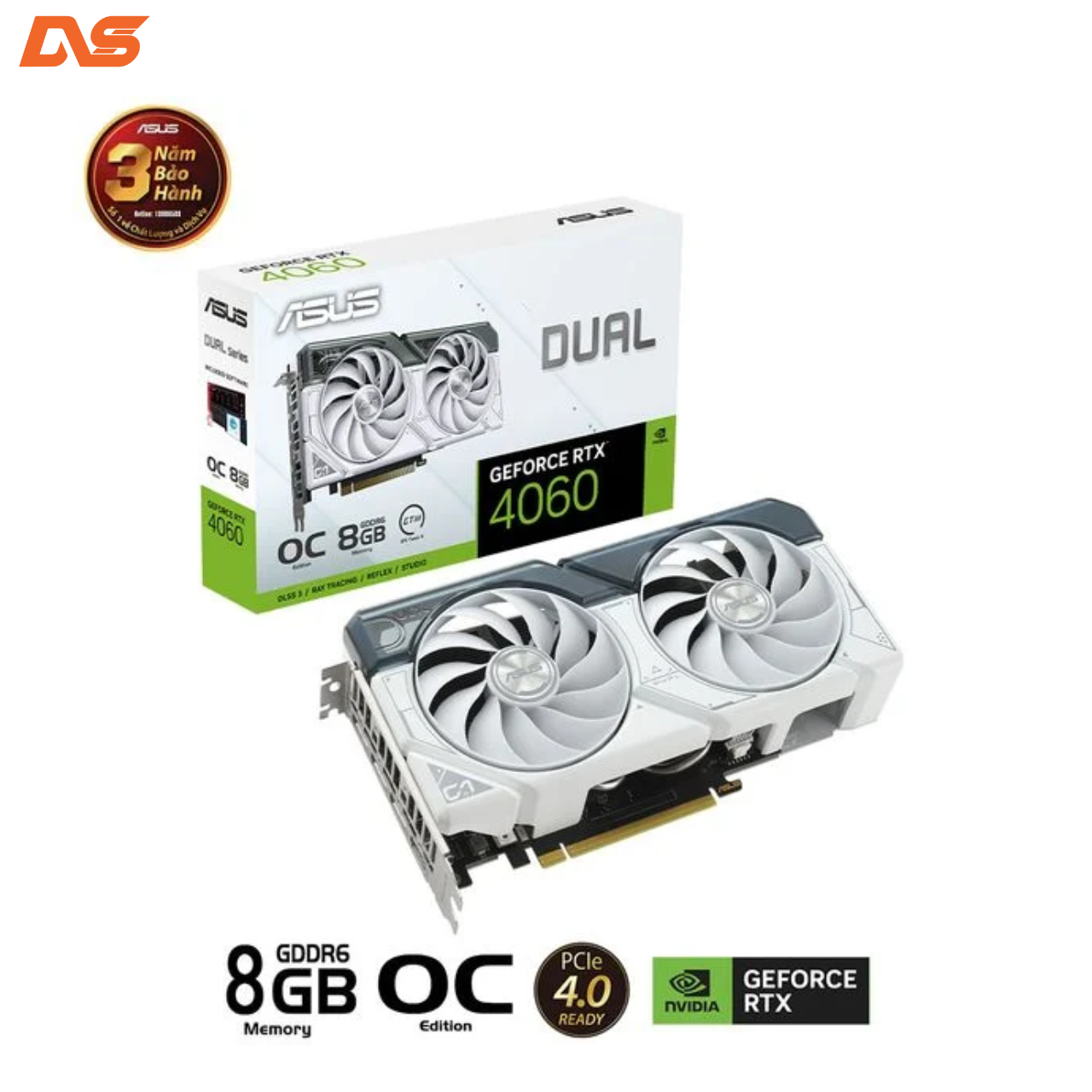 VGA Asus DUAL RTX 4060 OC 8GB White (DUAL-RTX4060-O8G-WHITE)