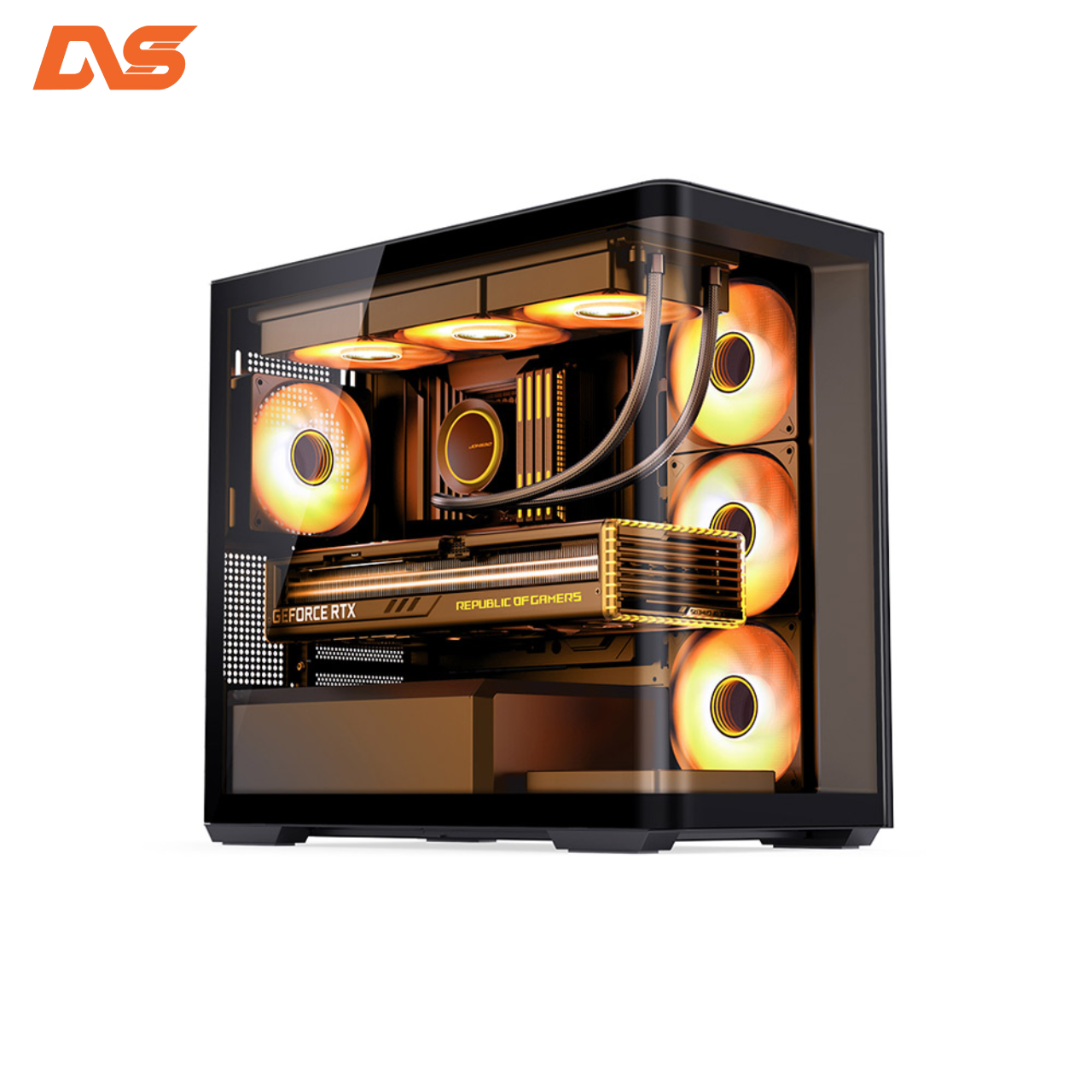 Vỏ Case JONSBO D300 Black ( MATX, Màu Đen, Kính Cong)